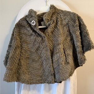 Faux Fur Short Cape in Olive Taupe